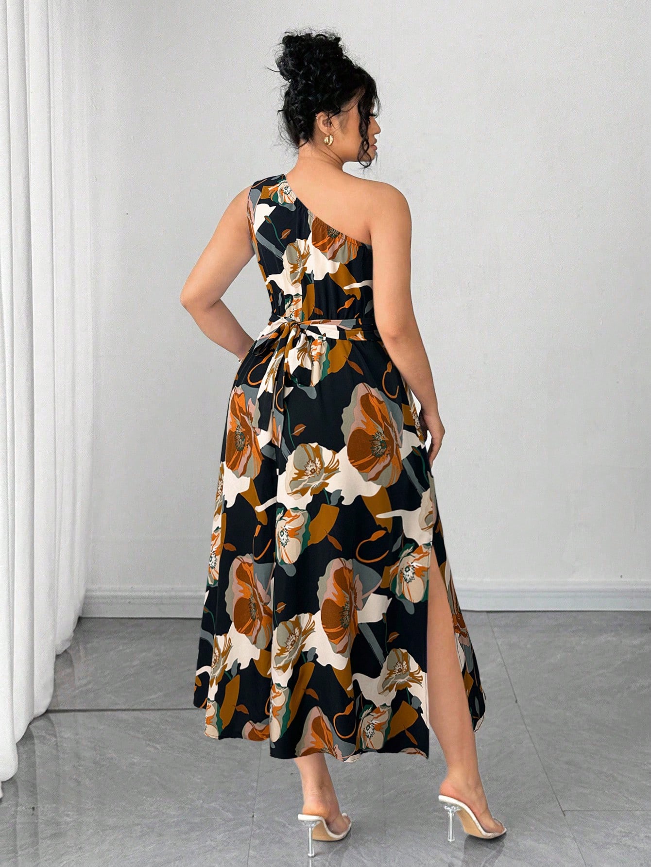 Asymmetrical One-Shoulder Flor - Midi Skirt Floral บทวิจารณ์และราคา