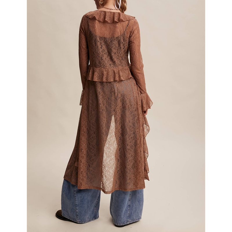 Women's Floral Lace Mesh Tie F - Kimono Sheer Floral บทวิจารณ์และราคา