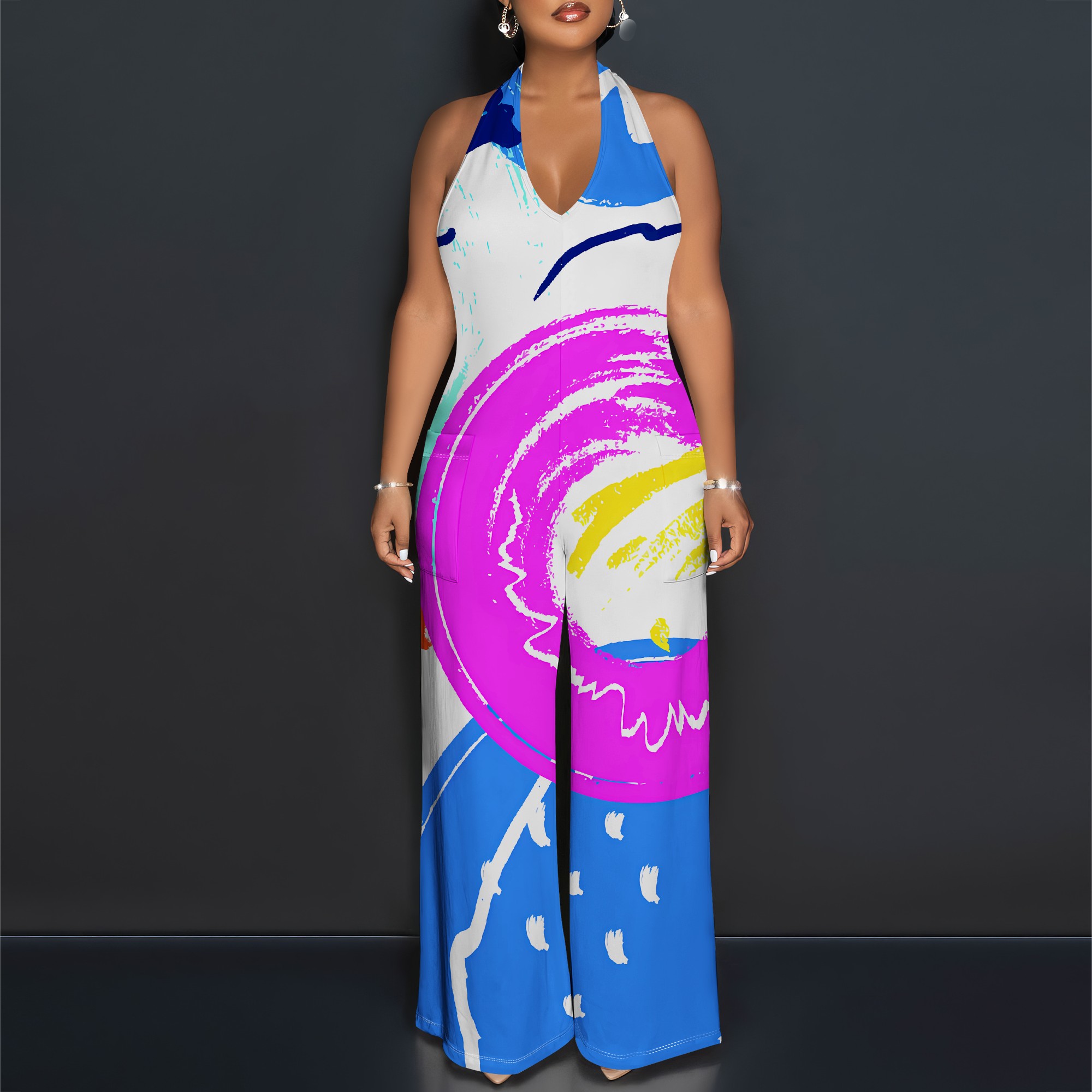 Bold Abstract Brushstroke Halt - Maxi Dress Halter บทวิจารณ์และราคา