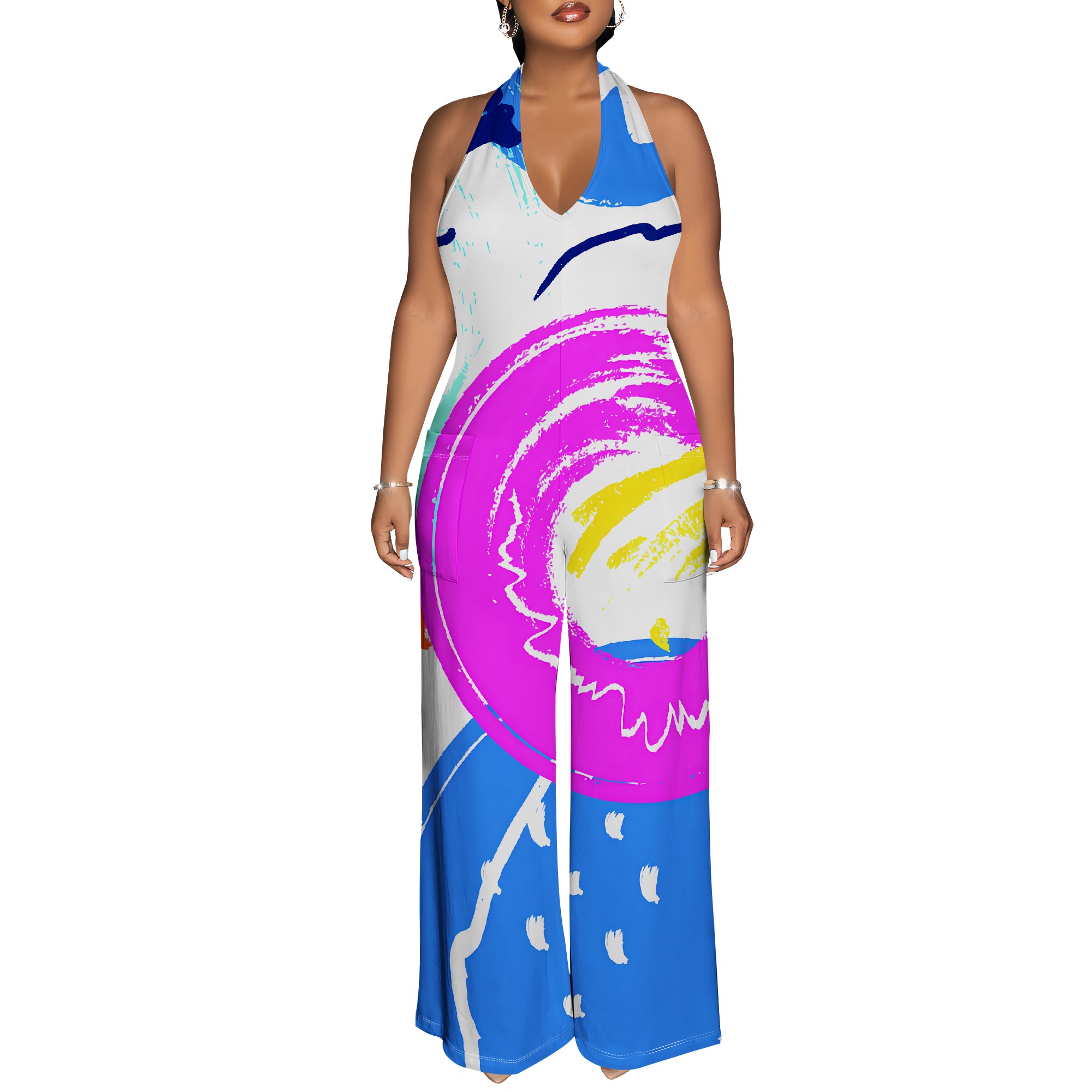 Bold Abstract Brushstroke Halt - Maxi Dress Halter บทวิจารณ์และราคา