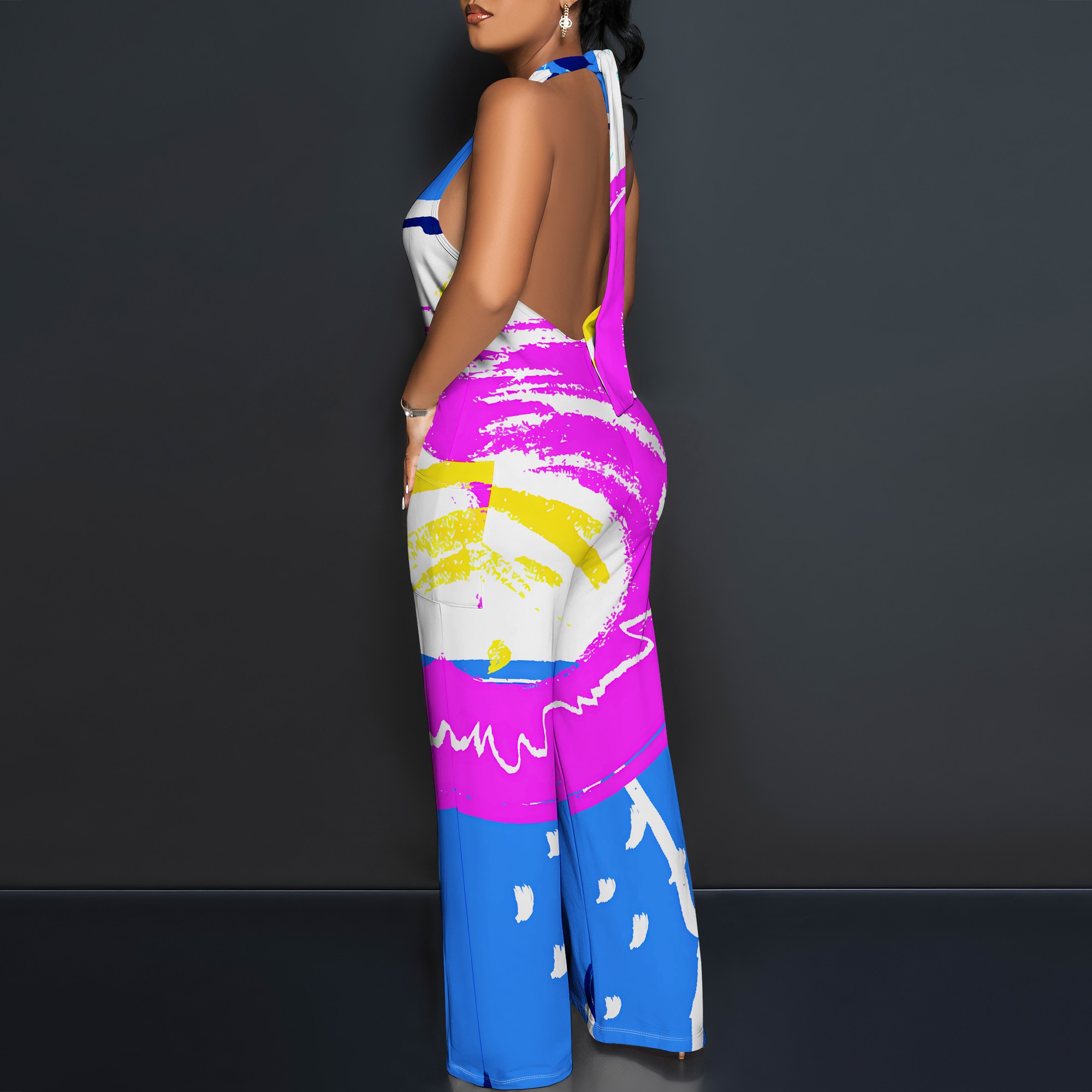 Bold Abstract Brushstroke Halt - Maxi Dress Halter บทวิจารณ์และราคา