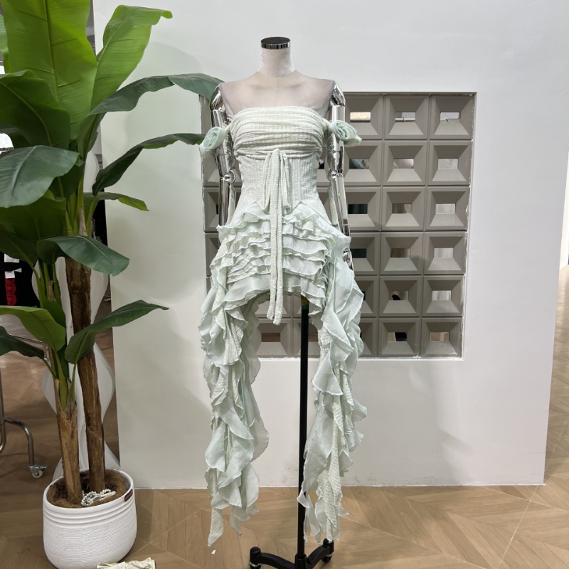 KBQ Solid Spliced Tassel Irreg - Maxi Dress Halter บทวิจารณ์และราคา