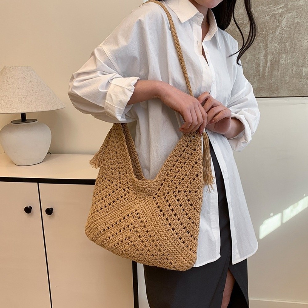 Simple Bohemian Knitted Should - Tote Bag Beach บทวิจารณ์และราคา