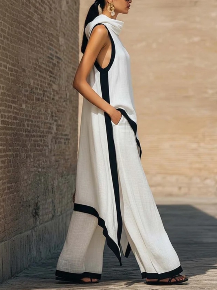 Women's linen Contrast Color S - Linen Pant Wide บทวิจารณ์และราคา