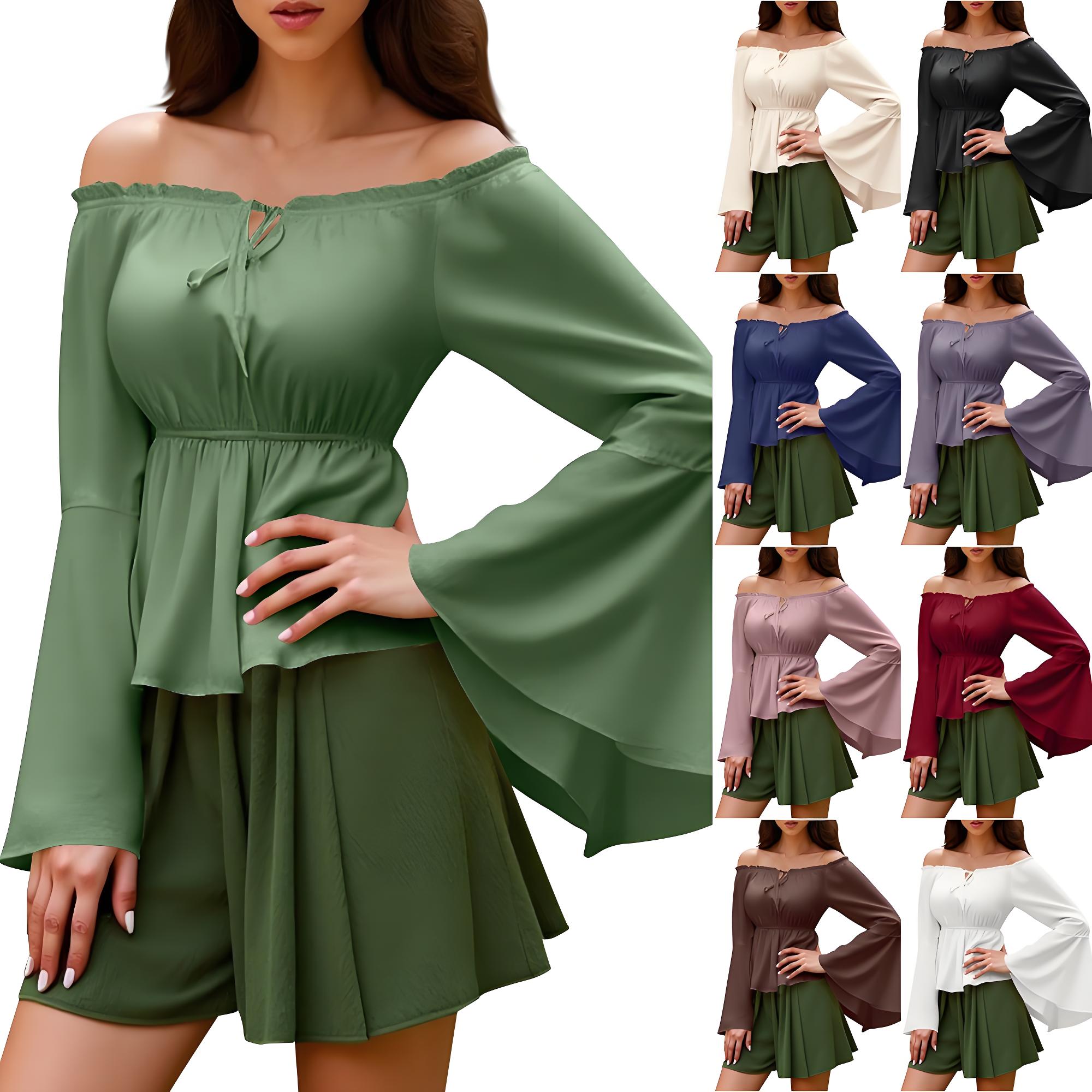 Renaissance Blouse Peasant Wom - Blouse Off Shoulder บทวิจารณ์และราคา