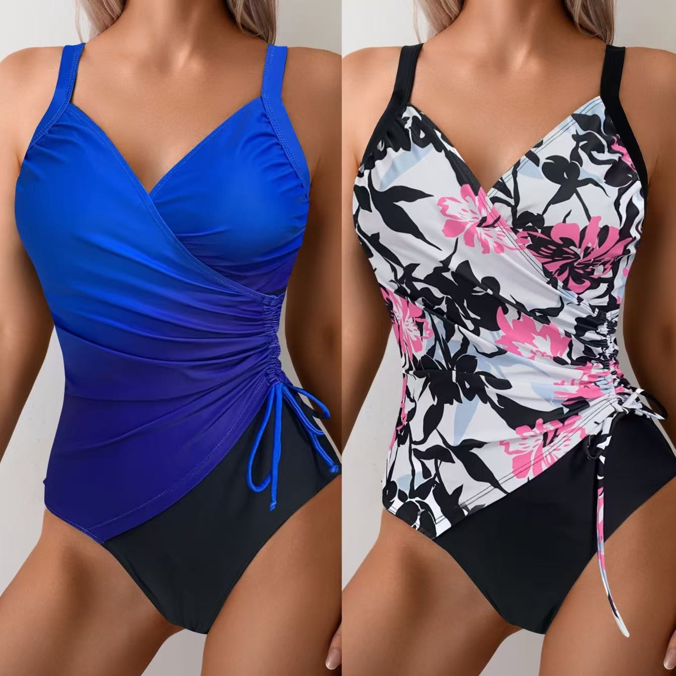 Woman Tankini Tummy Control Bi - Swimsuit Bikini Ruched บทวิจารณ์และราคา