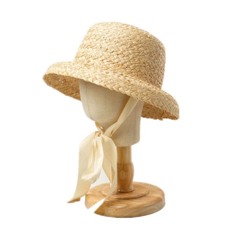 Handwoven Kids Straw  Cap Girl - Hat Floppy Wide บทวิจารณ์และราคา