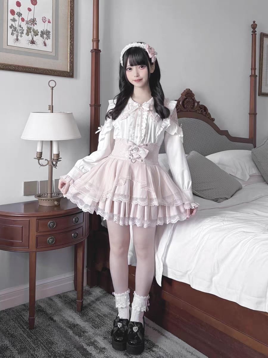 Harajuku Kawaii Skirt Sets Wom - Blouse Off Shoulder บทวิจารณ์และราคา