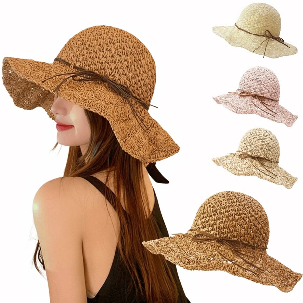 Handwoven Crochet Straw Hat Wi - Hat Floppy Wide บทวิจารณ์และราคา