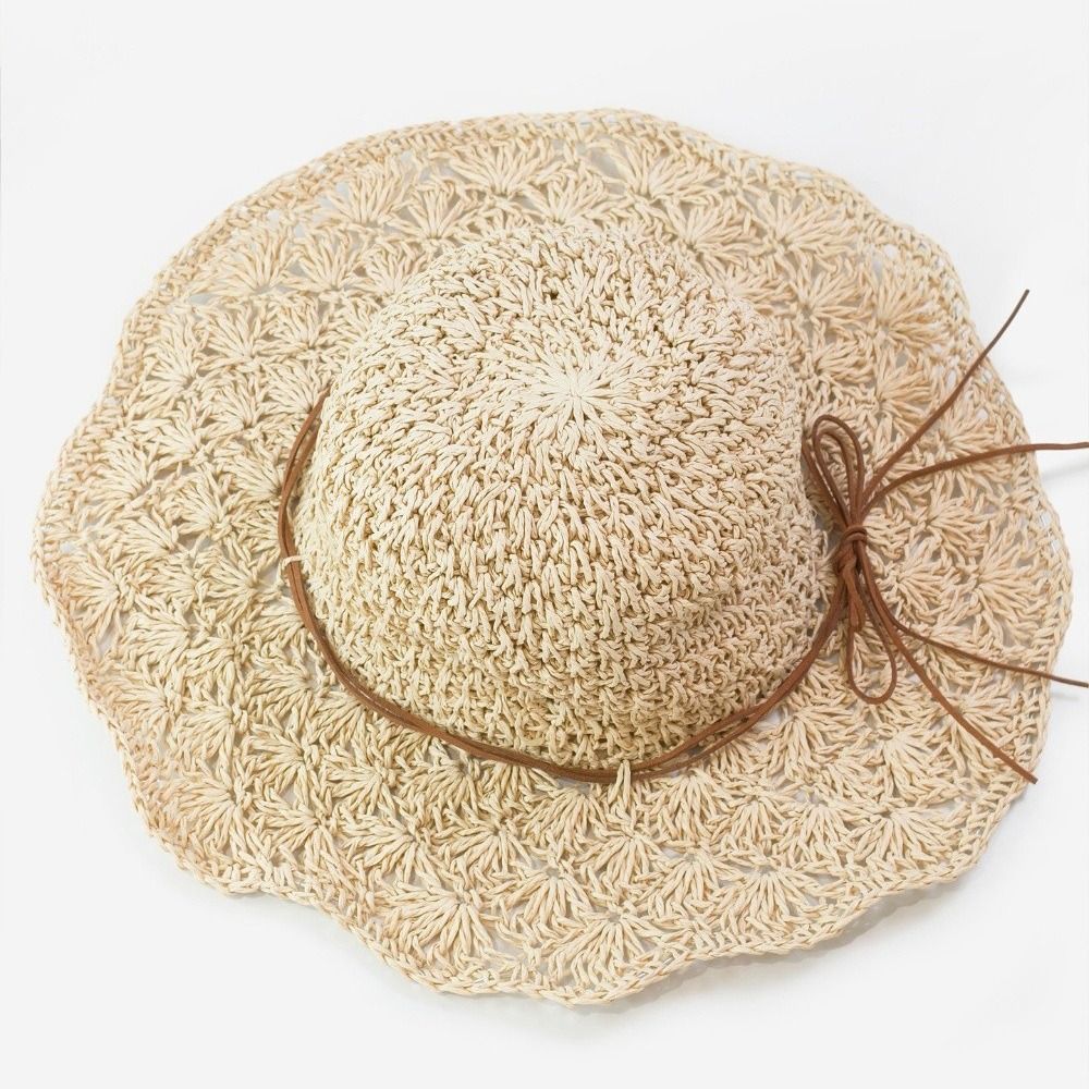 Handwoven Crochet Straw Hat Wi - Hat Floppy Wide บทวิจารณ์และราคา