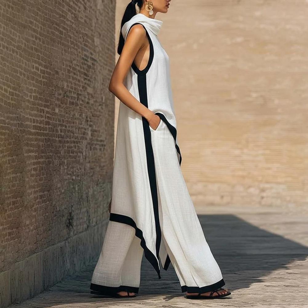 Women Color Block Cotton Linen - Linen Pant Wide บทวิจารณ์และราคา