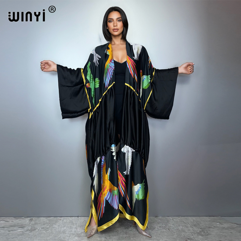 WINYI print boho kimono maxi b - Cover Up Kaftan บทวิจารณ์และราคา