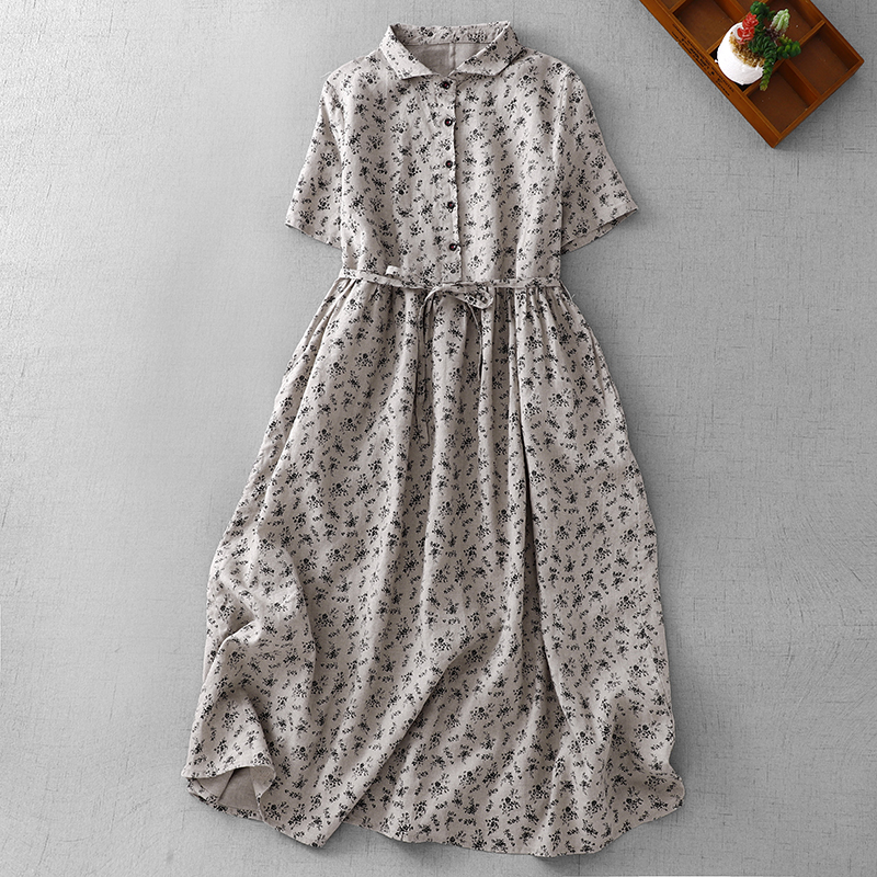 Summer Floral Cotton Linen Dr  - Midi Skirt Floral บทวิจารณ์และราคา