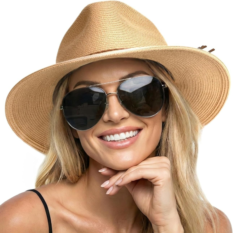 1pc Summer Straw Beach Sun Hat - Hat Floppy Wide บทวิจารณ์และราคา