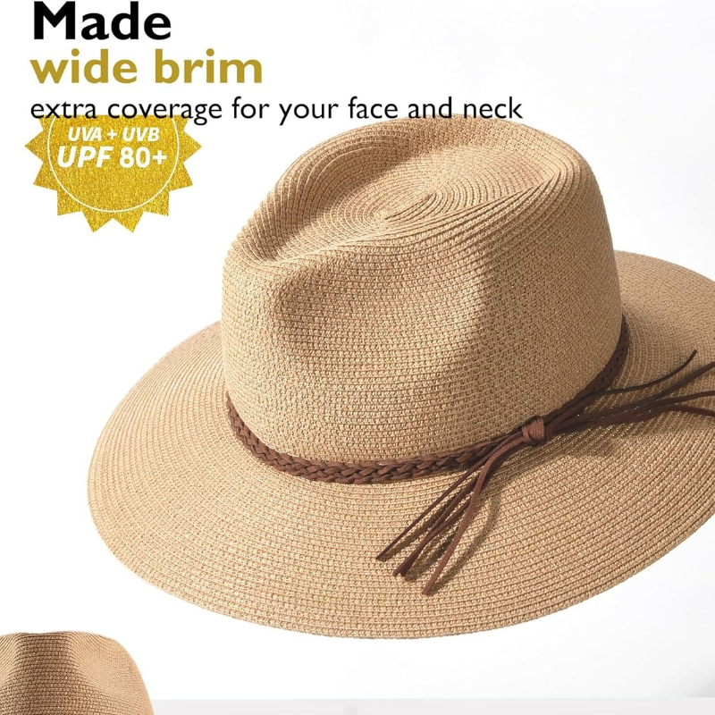 1pc Summer Straw Beach Sun Hat - Hat Floppy Wide บทวิจารณ์และราคา