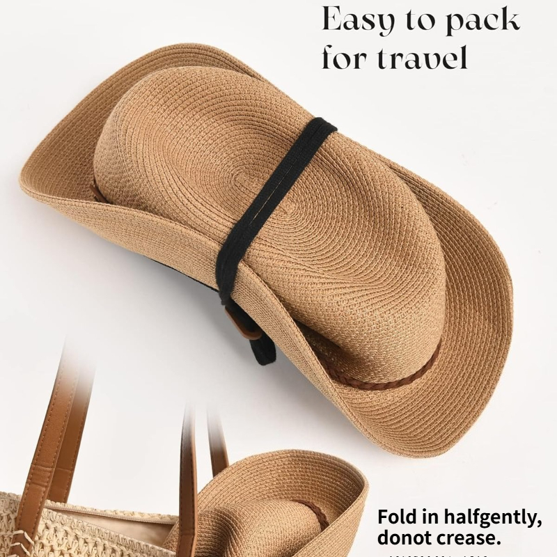 1pc Summer Straw Beach Sun Hat - Hat Floppy Wide บทวิจารณ์และราคา