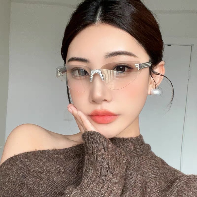 Women's Sexy Cat Eye Rimless R - Sunglasses Cat Eye บทวิจารณ์และราคา