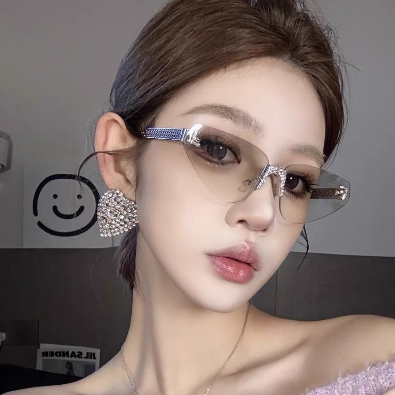Women's Sexy Cat Eye Rimless R - Sunglasses Cat Eye บทวิจารณ์และราคา