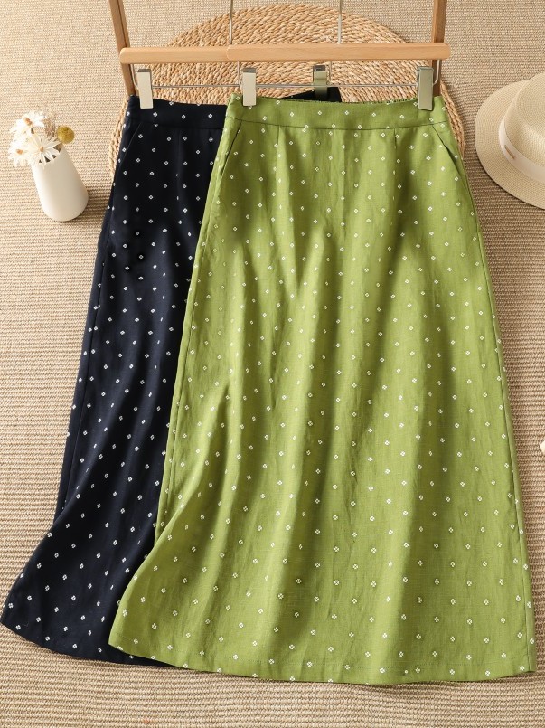 High Waist Floral Half Skirt T - Midi Skirt Floral บทวิจารณ์และราคา