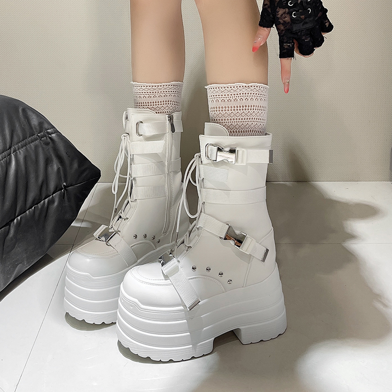 13.5CM,17CM Women Punk Boots A - Wedge Espadrille Women บทวิจารณ์และราคา