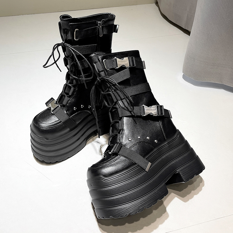 13.5CM,17CM Women Punk Boots A - Wedge Espadrille Women บทวิจารณ์และราคา