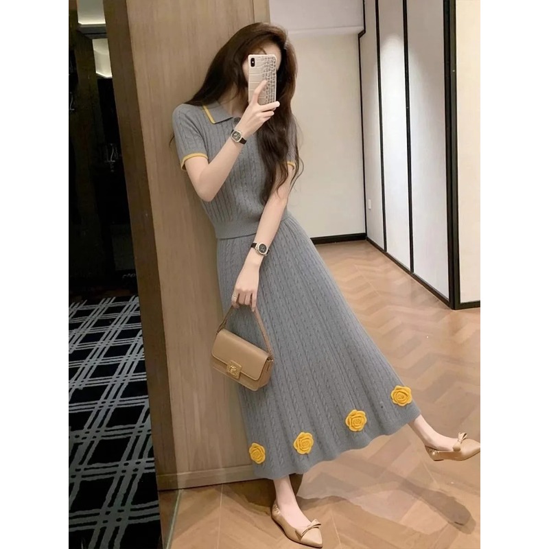 Women's Floral Knit Two Piece  - Midi Skirt Floral บทวิจารณ์และราคา