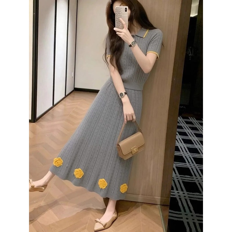 Women's Floral Knit Two Piece  - Midi Skirt Floral บทวิจารณ์และราคา