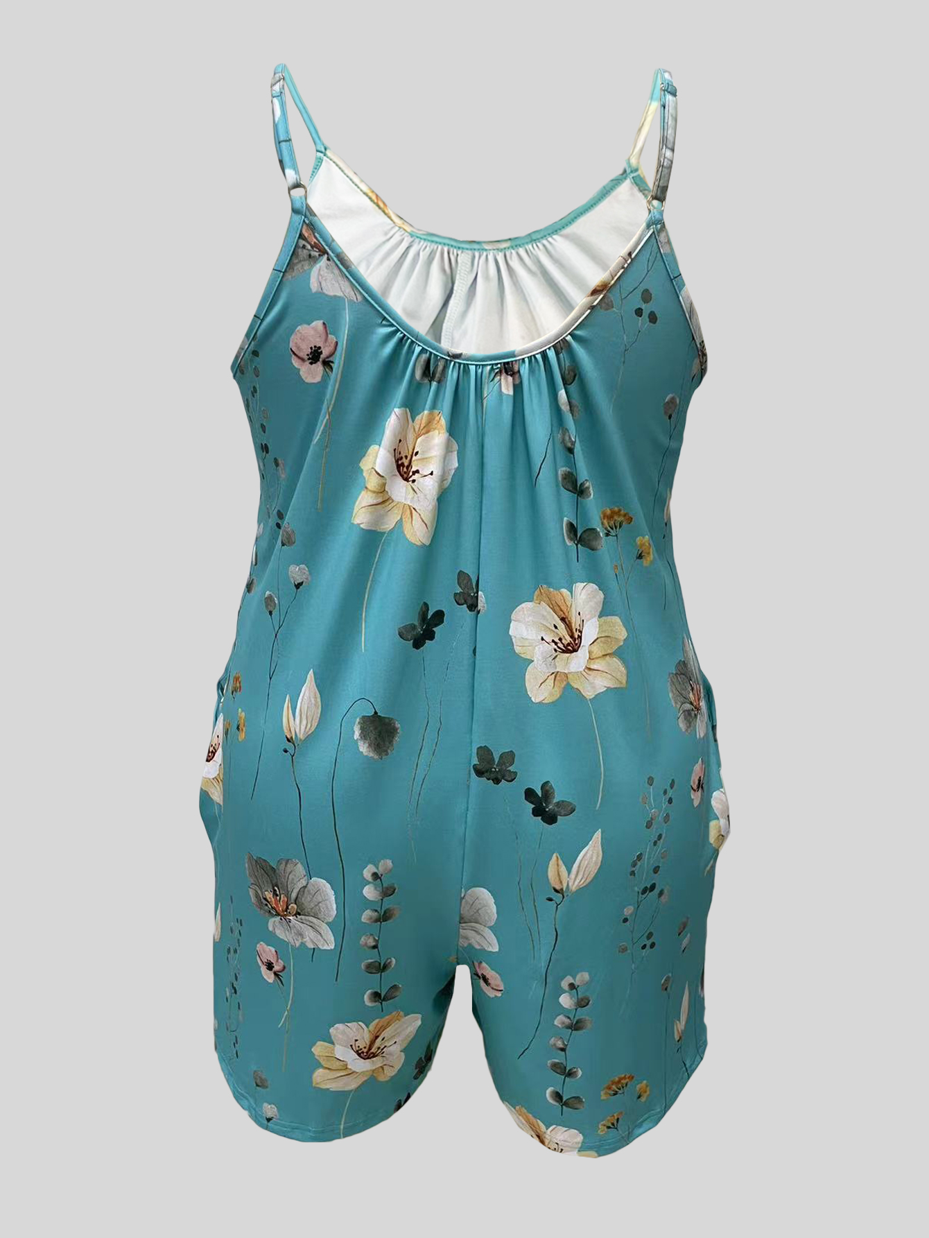 Plus Size Allover Print Cami R - Romper Floral Print บทวิจารณ์และราคา