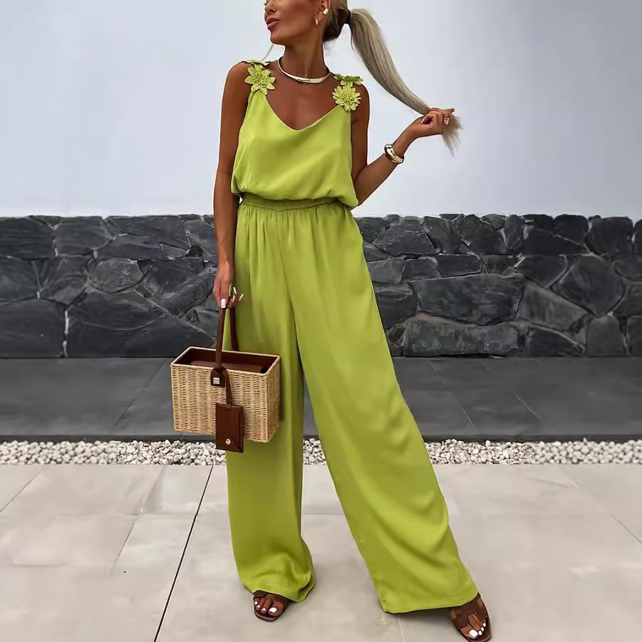 Casual Jumpsuit Strappy Sleeve - Jumpsuit Linen Relaxed บทวิจารณ์และราคา