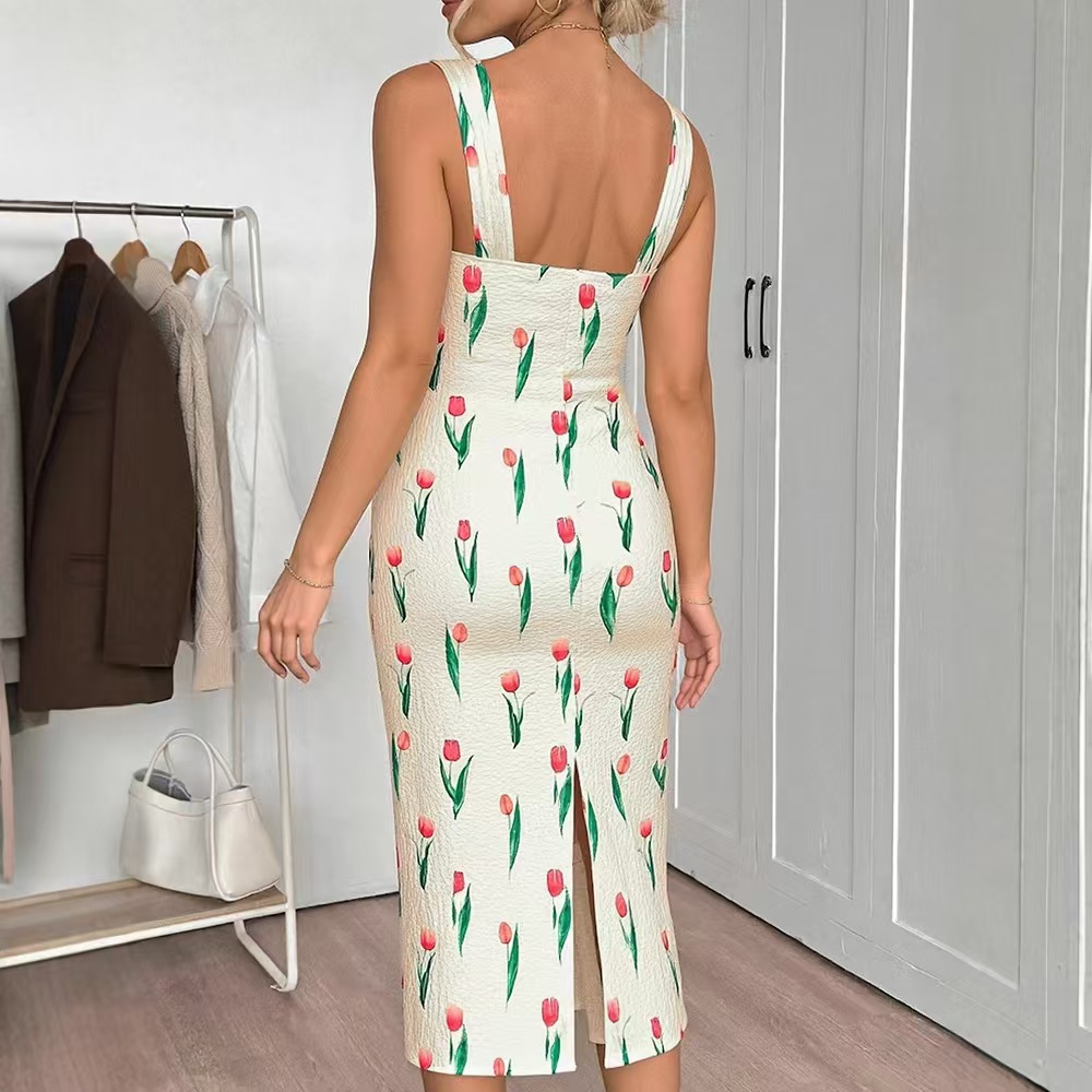 Fashionable Floral Print Crop  - Midi Skirt Floral บทวิจารณ์และราคา