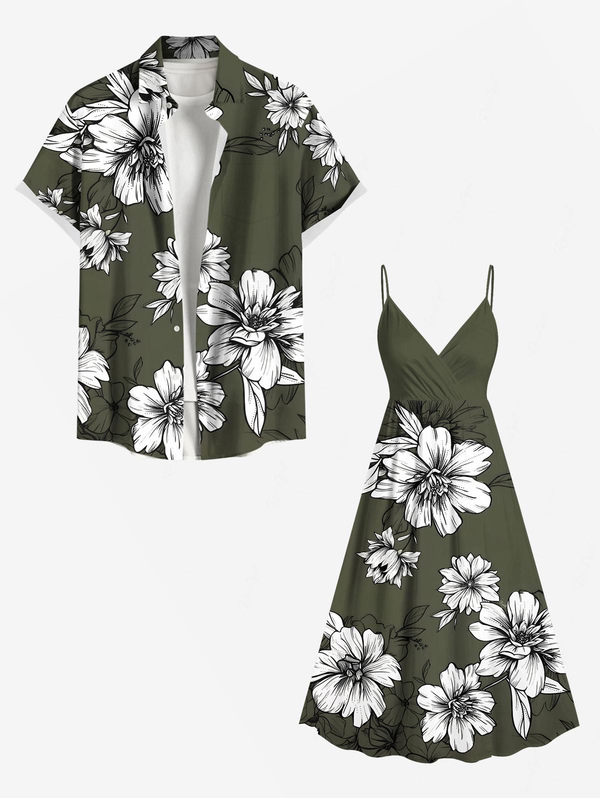 Flowers Leaf Printed Plus Size - Romper Floral Print บทวิจารณ์และราคา