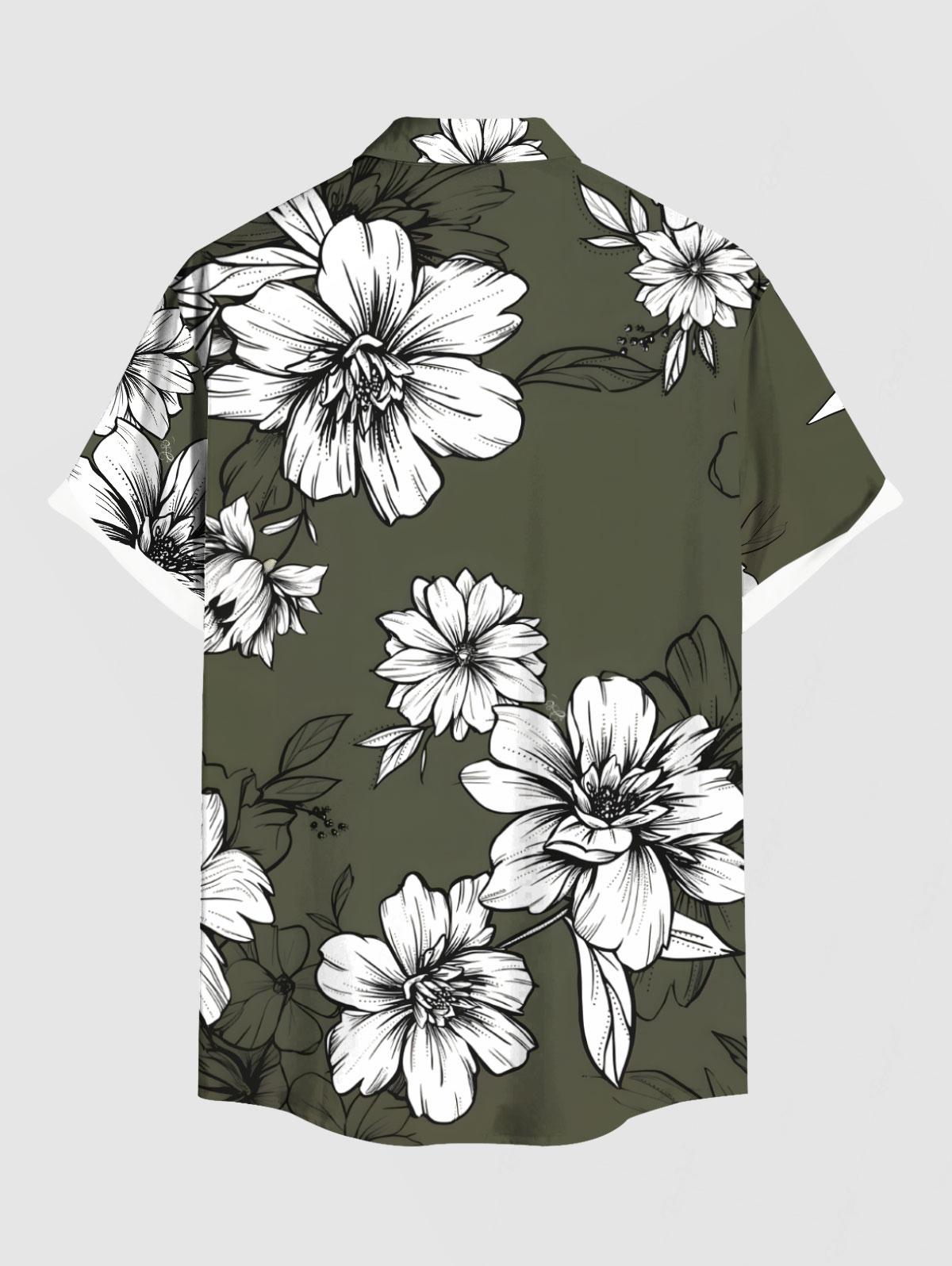 Flowers Leaf Printed Plus Size - Romper Floral Print บทวิจารณ์และราคา
