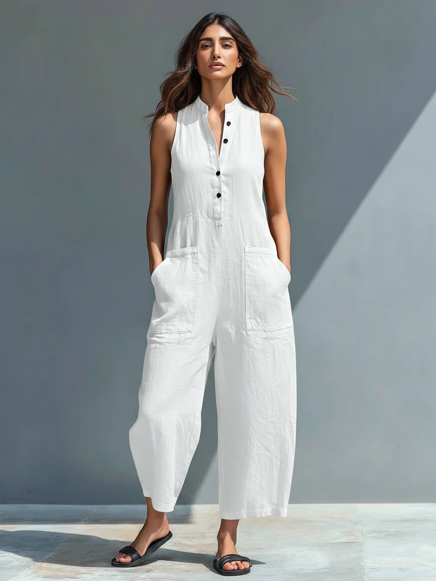 Summer Women's Clothing Sleeve - Jumpsuit Linen Relaxed บทวิจารณ์และราคา