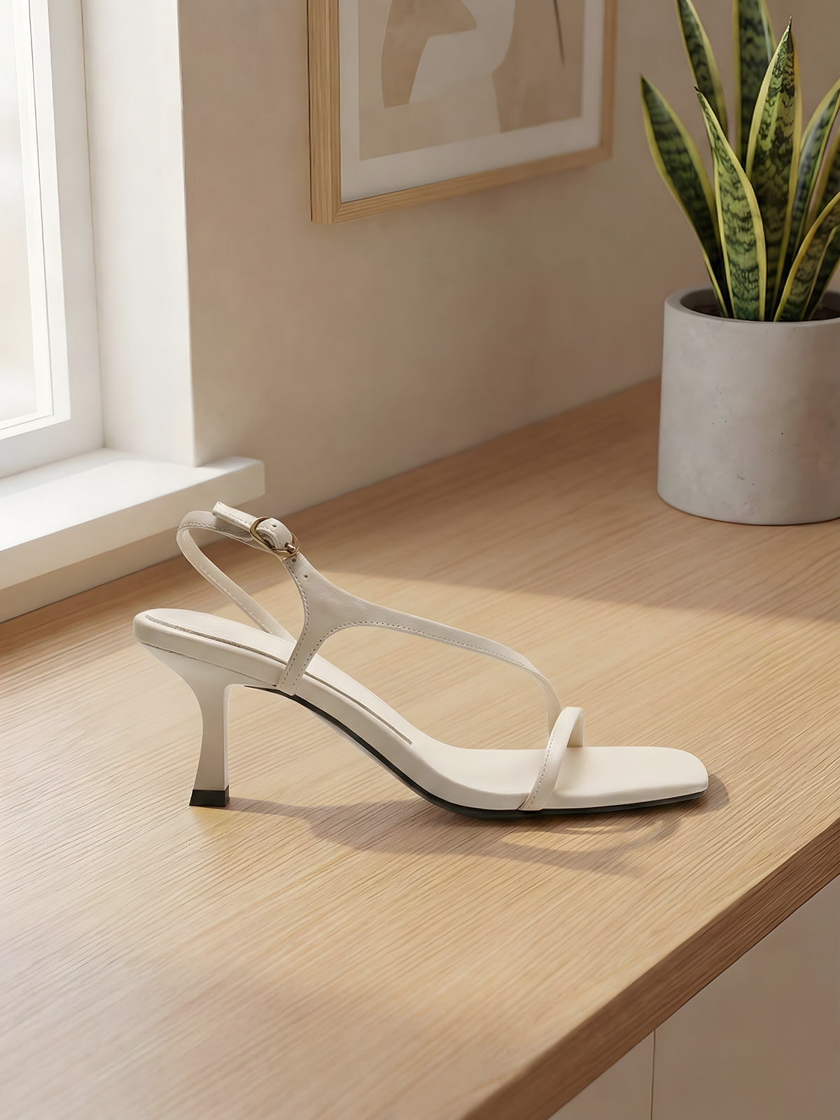 Elegant Genuine Leather Strapp - Sandal Strappy Heeled บทวิจารณ์และราคา