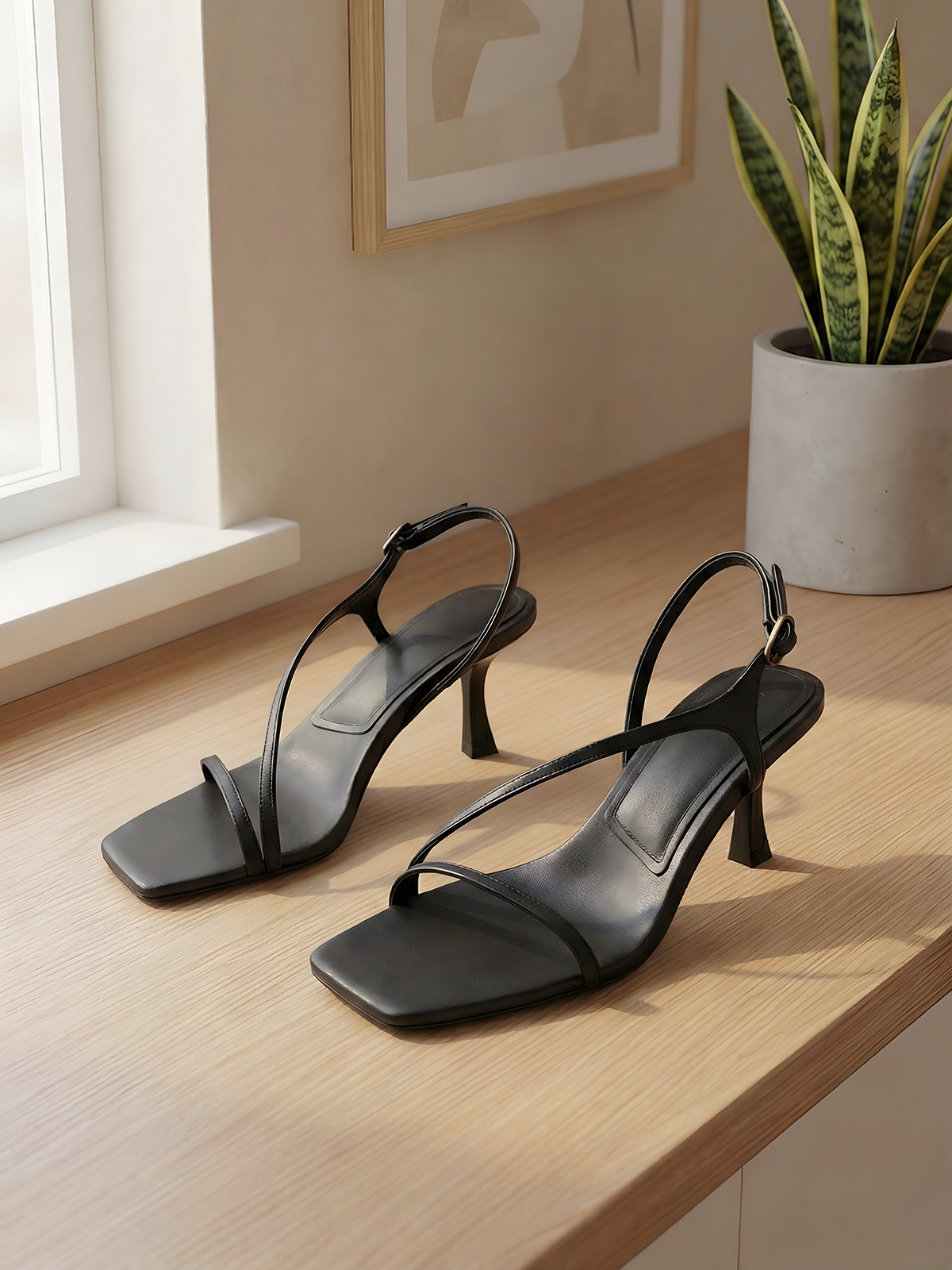 Elegant Genuine Leather Strapp - Sandal Strappy Heeled บทวิจารณ์และราคา