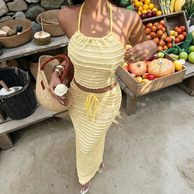 Sexy Elegant Dress Two Piece S - Maxi Dress Halter บทวิจารณ์และราคา
