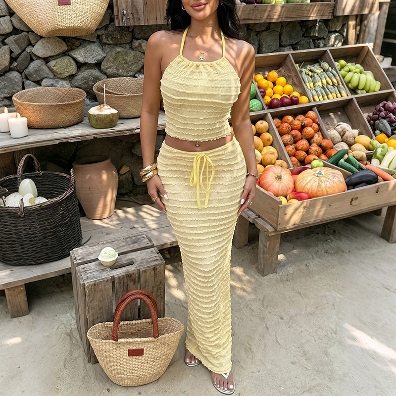 Sexy Elegant Dress Two Piece S - Maxi Dress Halter บทวิจารณ์และราคา
