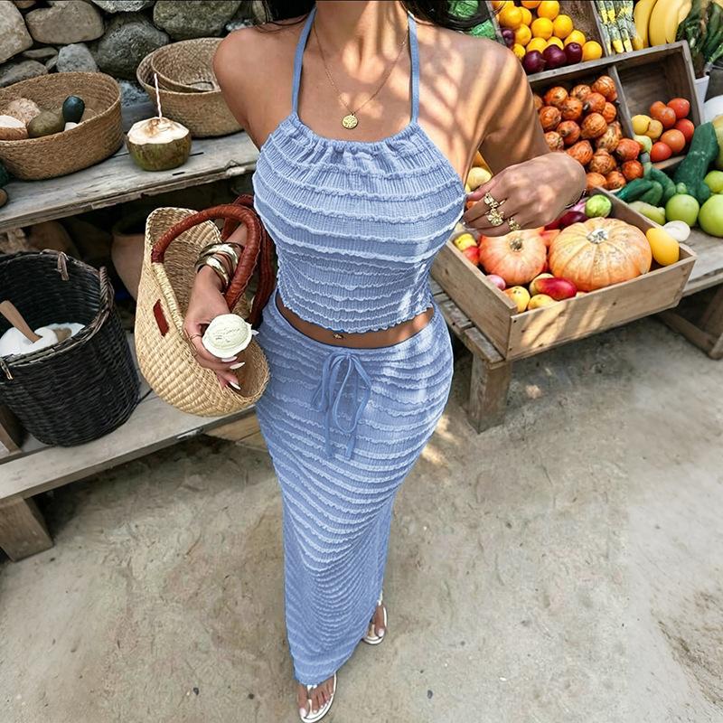 Sexy Elegant Dress Two Piece S - Maxi Dress Halter บทวิจารณ์และราคา