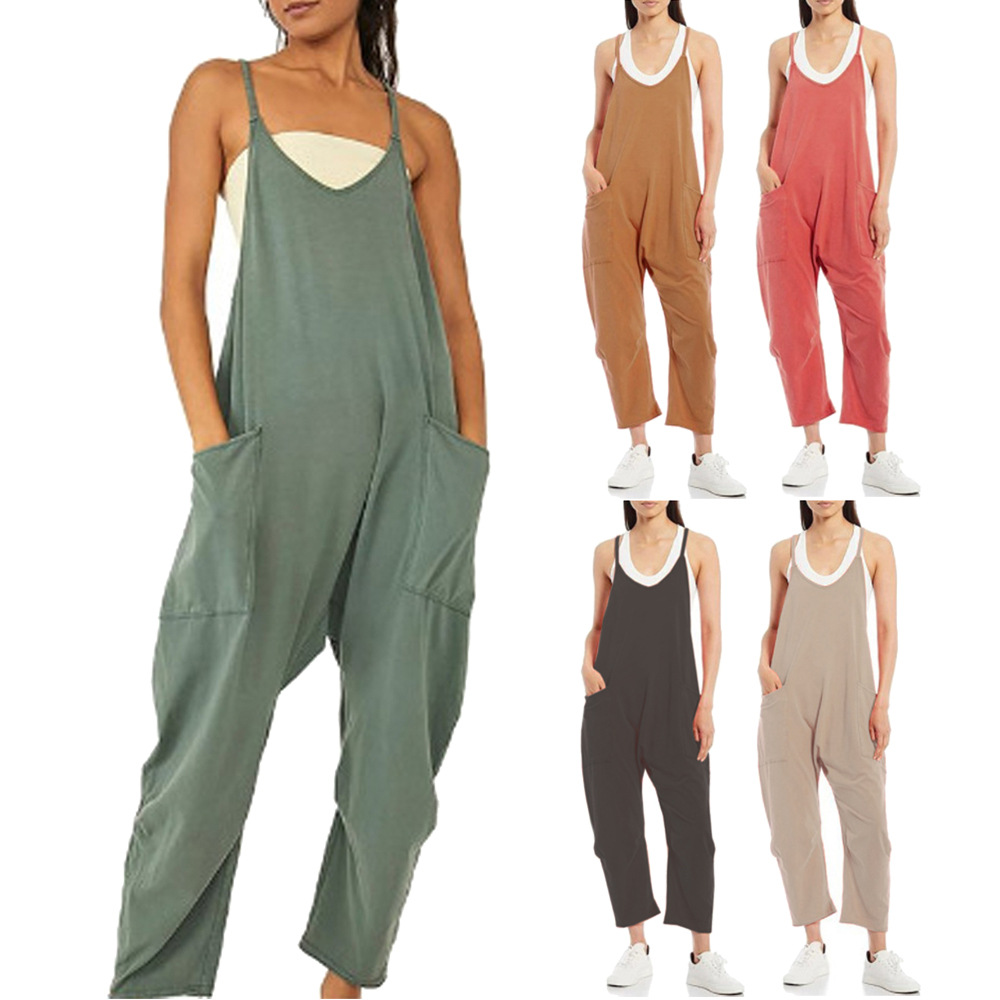 Loose Summer Jumpsuit Casual   - Jumpsuit Linen Relaxed บทวิจารณ์และราคา