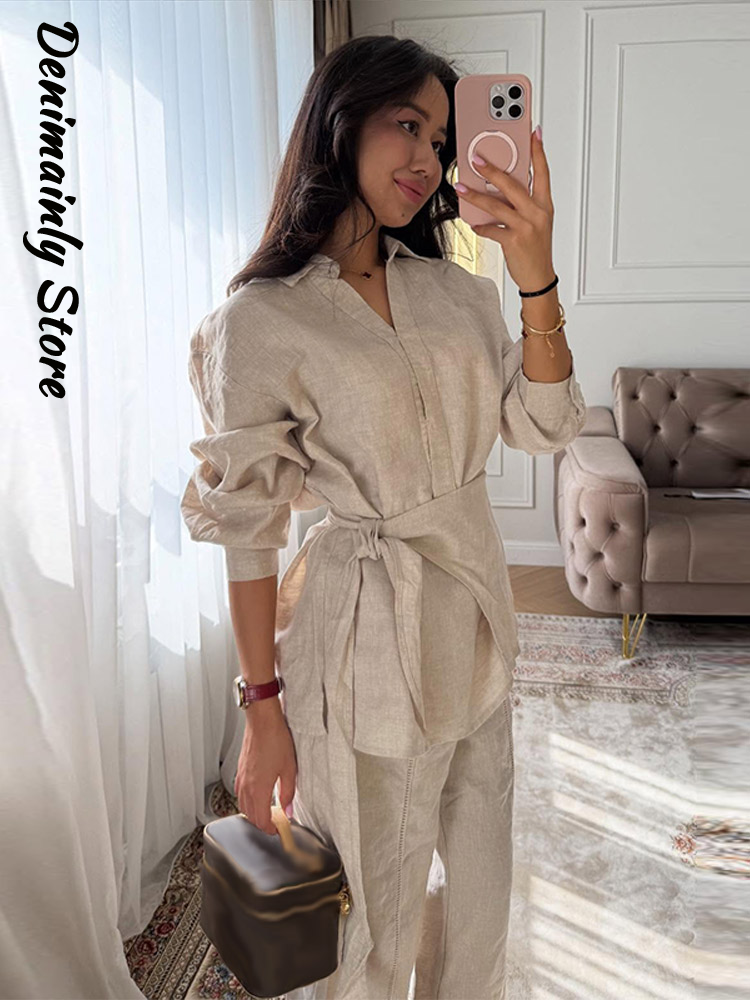Casual Women's Linen Pants Set - Linen Pant Wide บทวิจารณ์และราคา