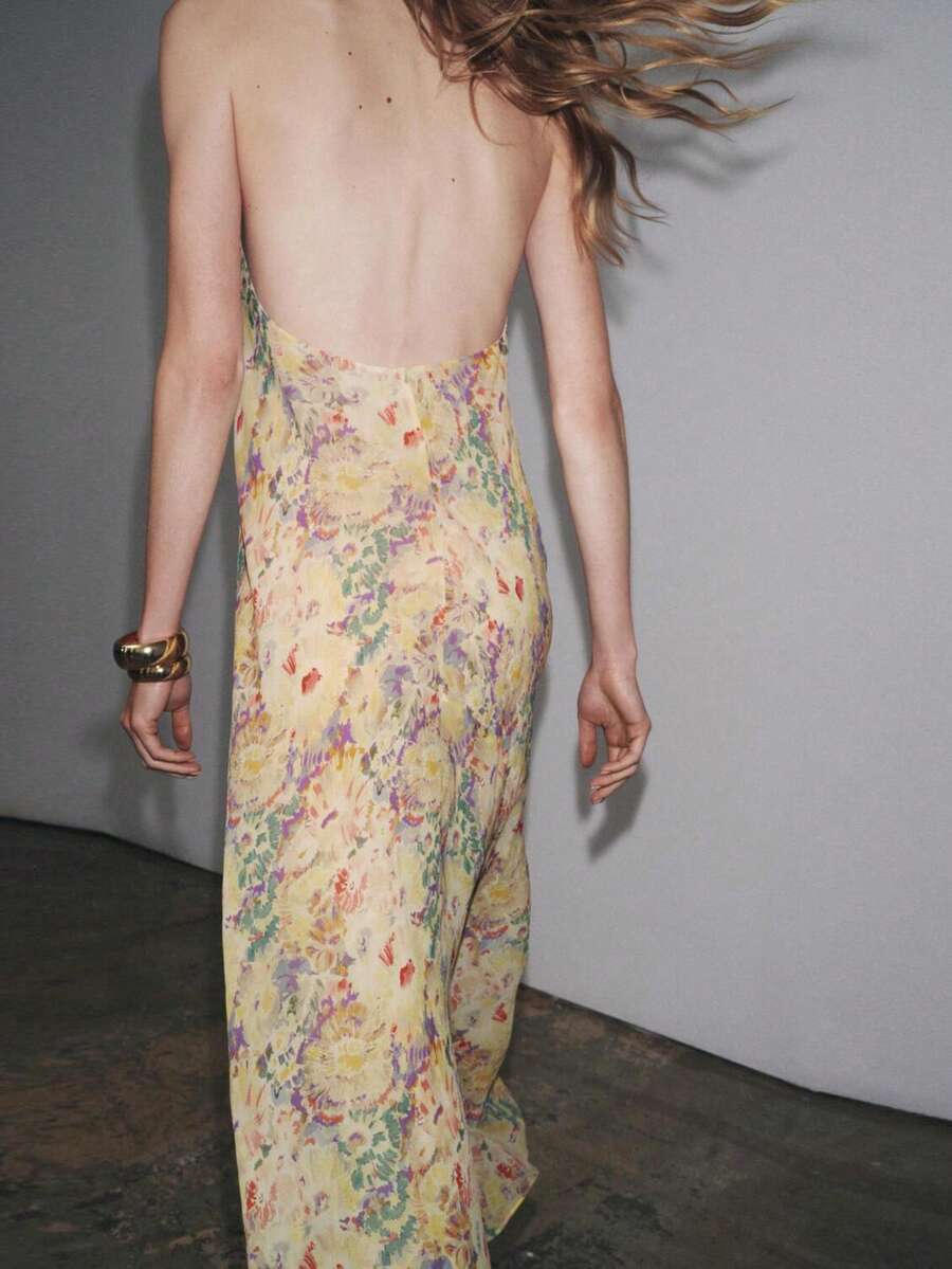 Womens Floral Maxi Halter Back - Maxi Dress Halter บทวิจารณ์และราคา