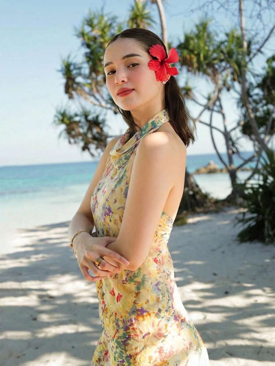 Womens Floral Maxi Halter Back - Maxi Dress Halter บทวิจารณ์และราคา