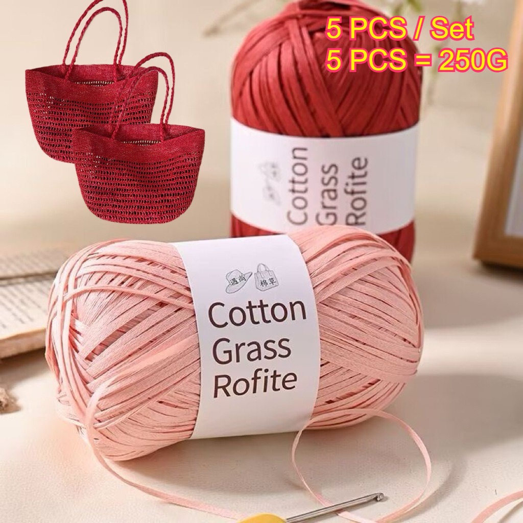 5PCS 250g Raffia Paper Rope Kn - Crochet Bag Raffia บทวิจารณ์และราคา