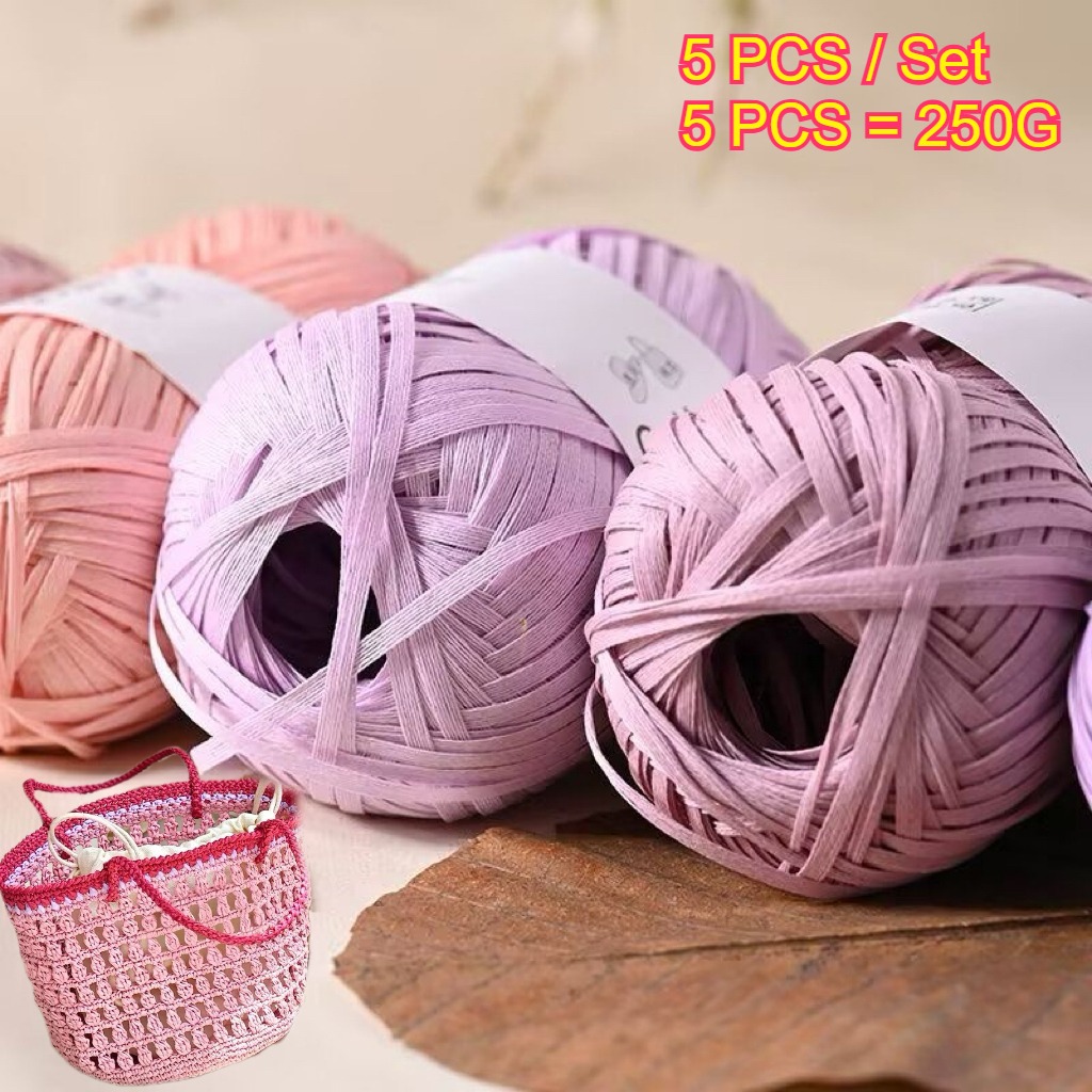 5PCS 250g Raffia Paper Rope Kn - Crochet Bag Raffia บทวิจารณ์และราคา