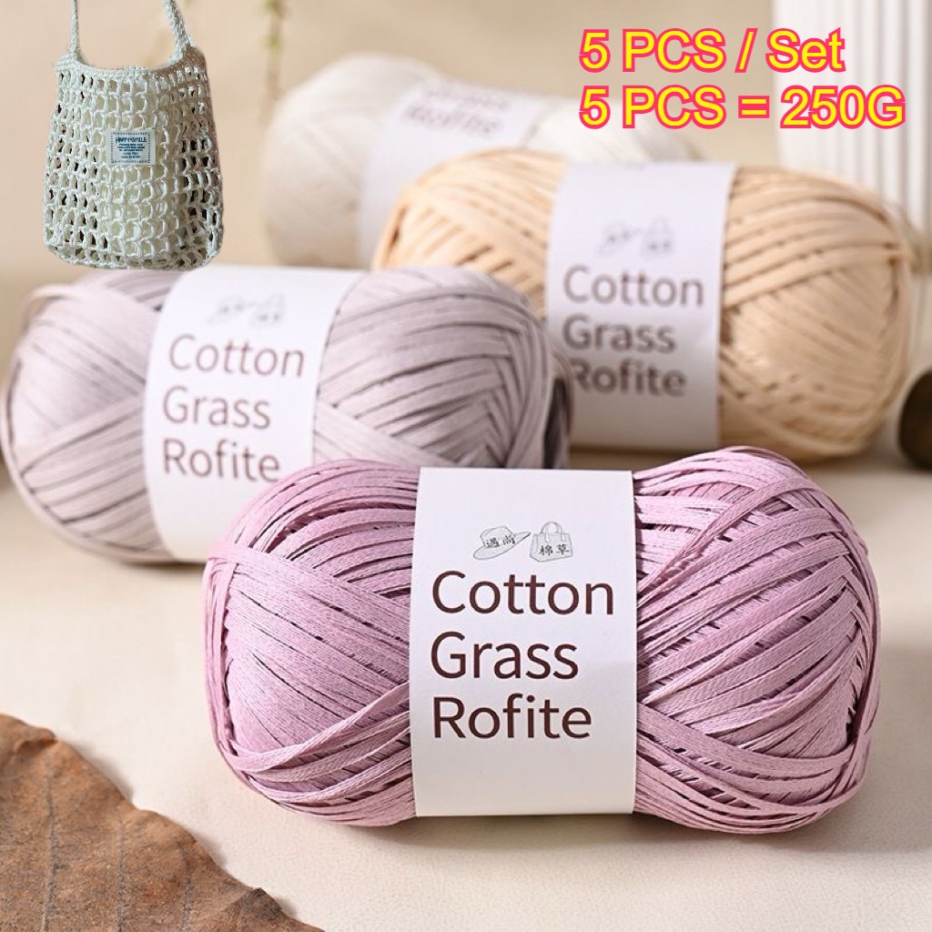 5PCS 250g Raffia Paper Rope Kn - Crochet Bag Raffia บทวิจารณ์และราคา