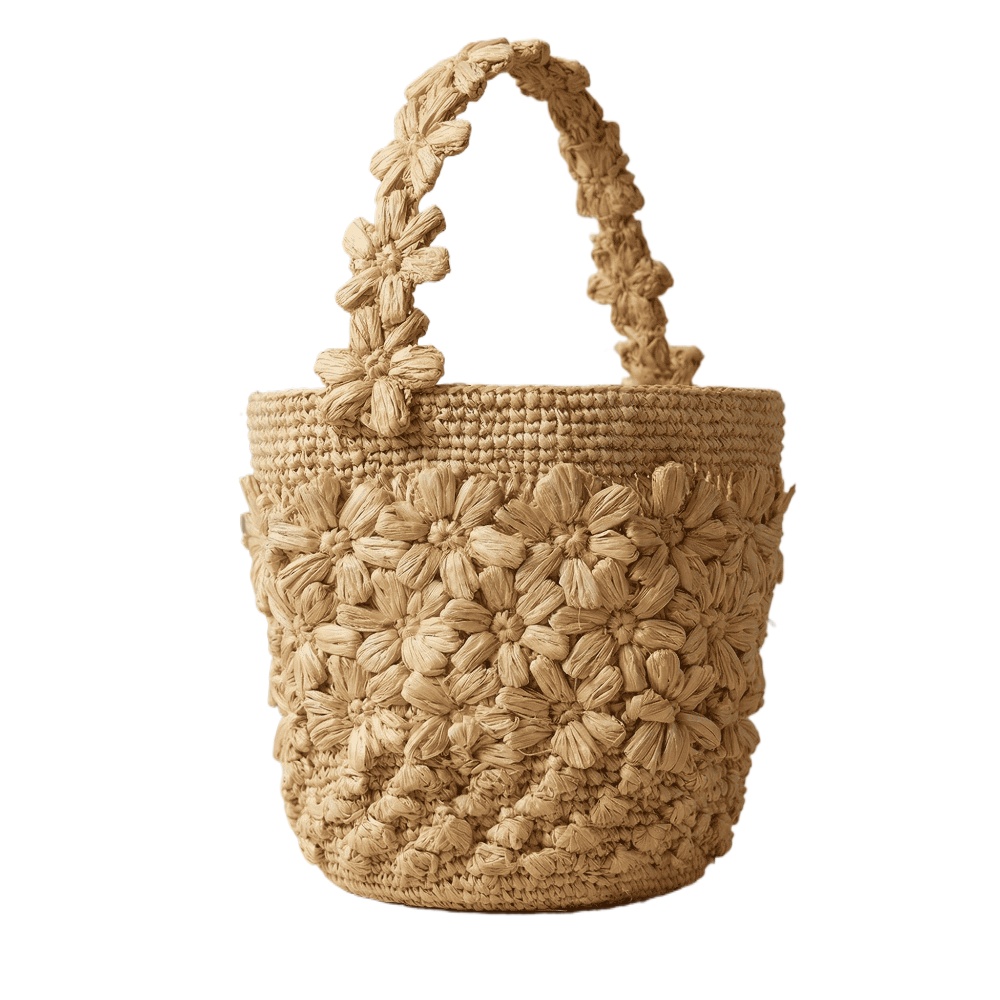 Women Summer Raffia Woven Buck - Crochet Bag Raffia บทวิจารณ์และราคา