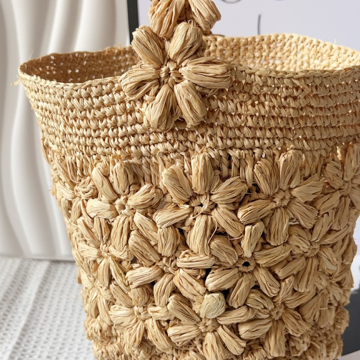 Women Summer Raffia Woven Buck - Crochet Bag Raffia บทวิจารณ์และราคา