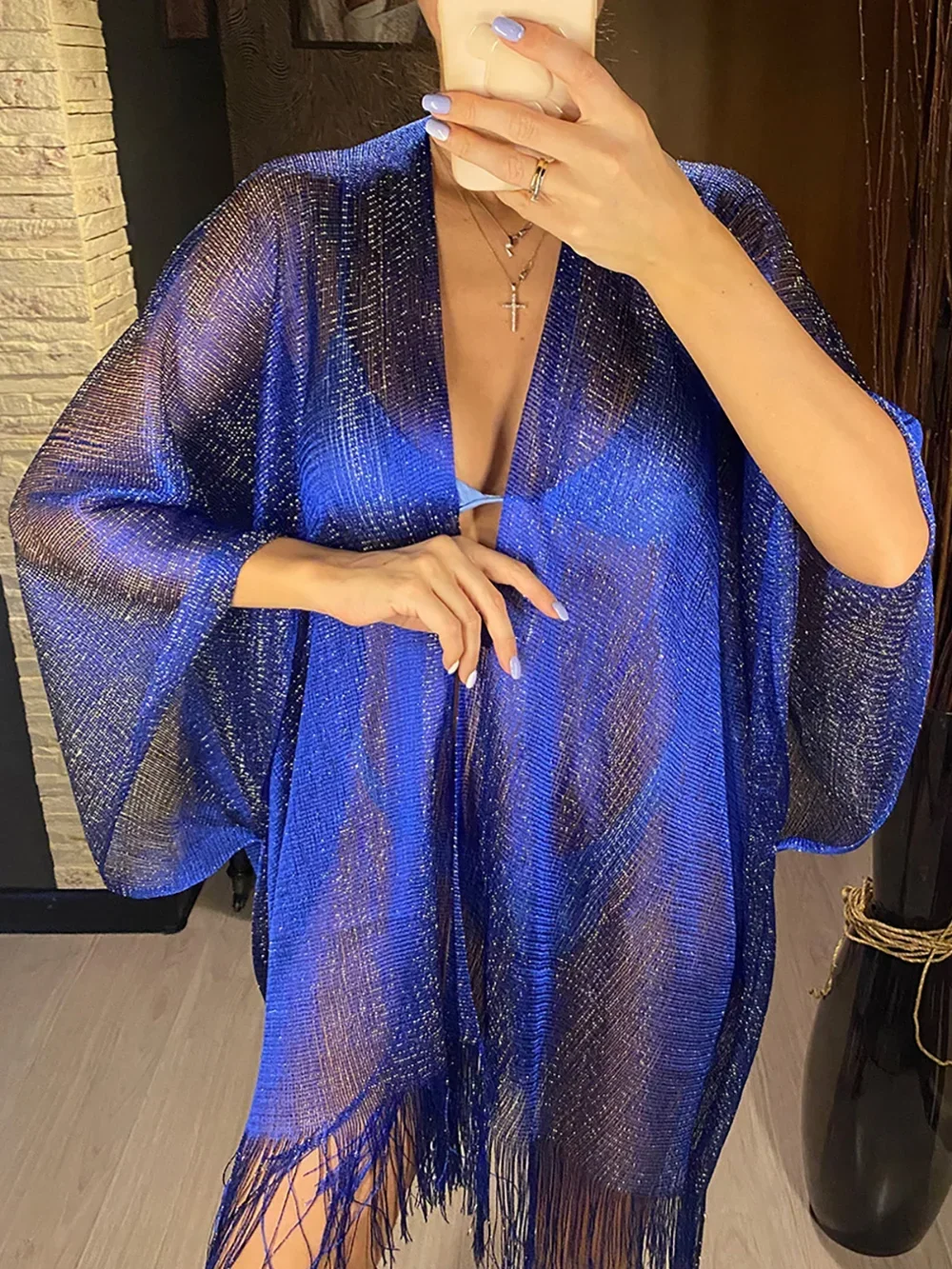 Tassel Gold Bikini Cover Up Se - Cover Up Kaftan บทวิจารณ์และราคา