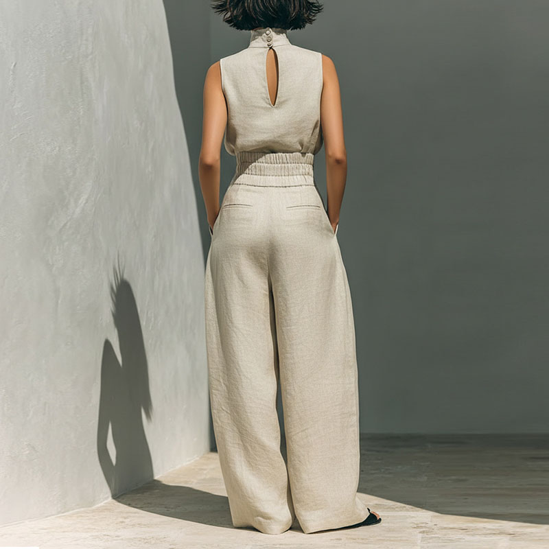 Vintage Solid Cotton Linen Sui - Linen Pant Wide บทวิจารณ์และราคา