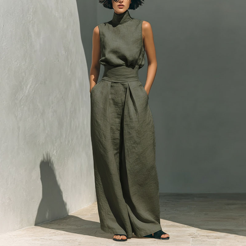 Vintage Solid Cotton Linen Sui - Linen Pant Wide บทวิจารณ์และราคา